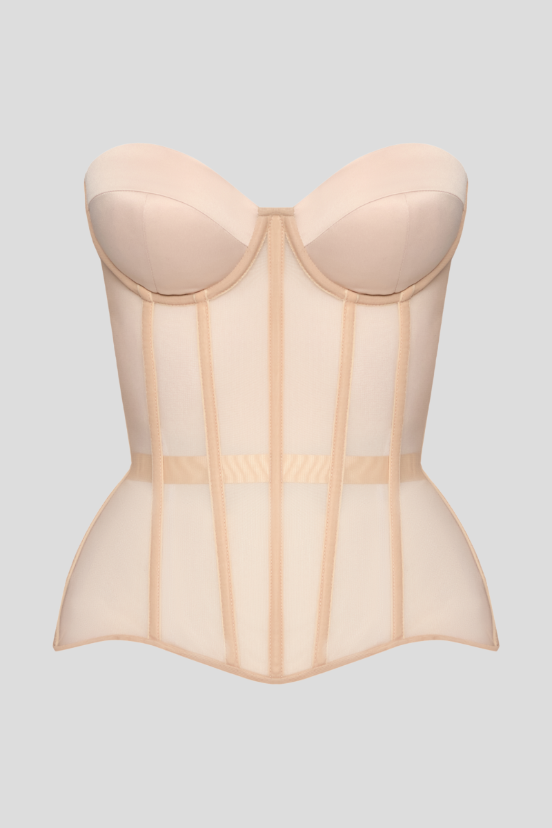 Beige Corset With Satin Cups