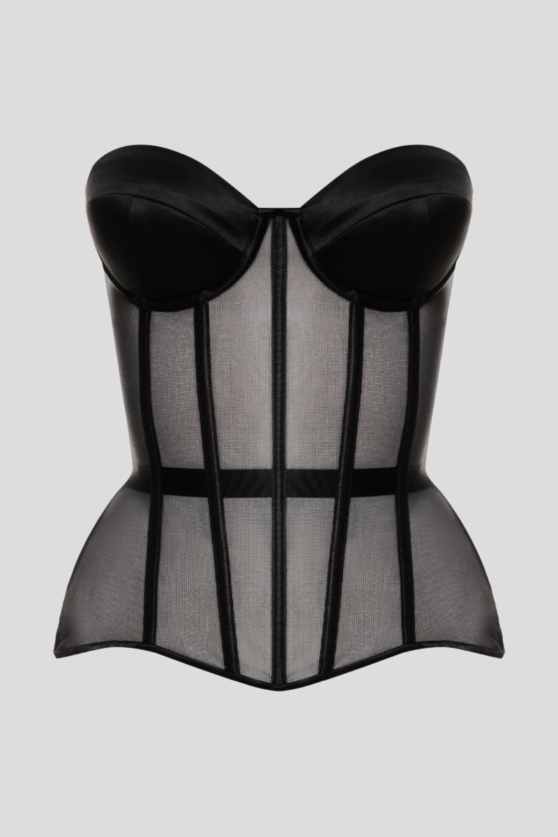 Black Corset With Satin Cups