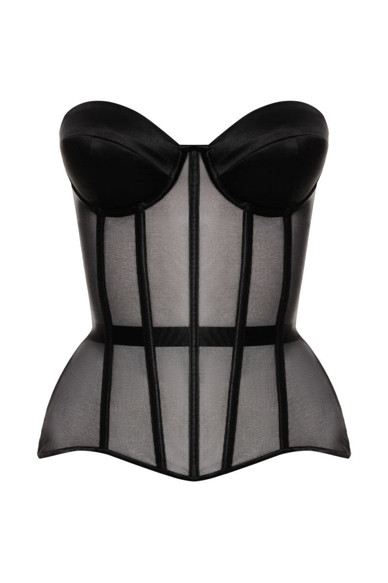 Black Corset With Satin Cups